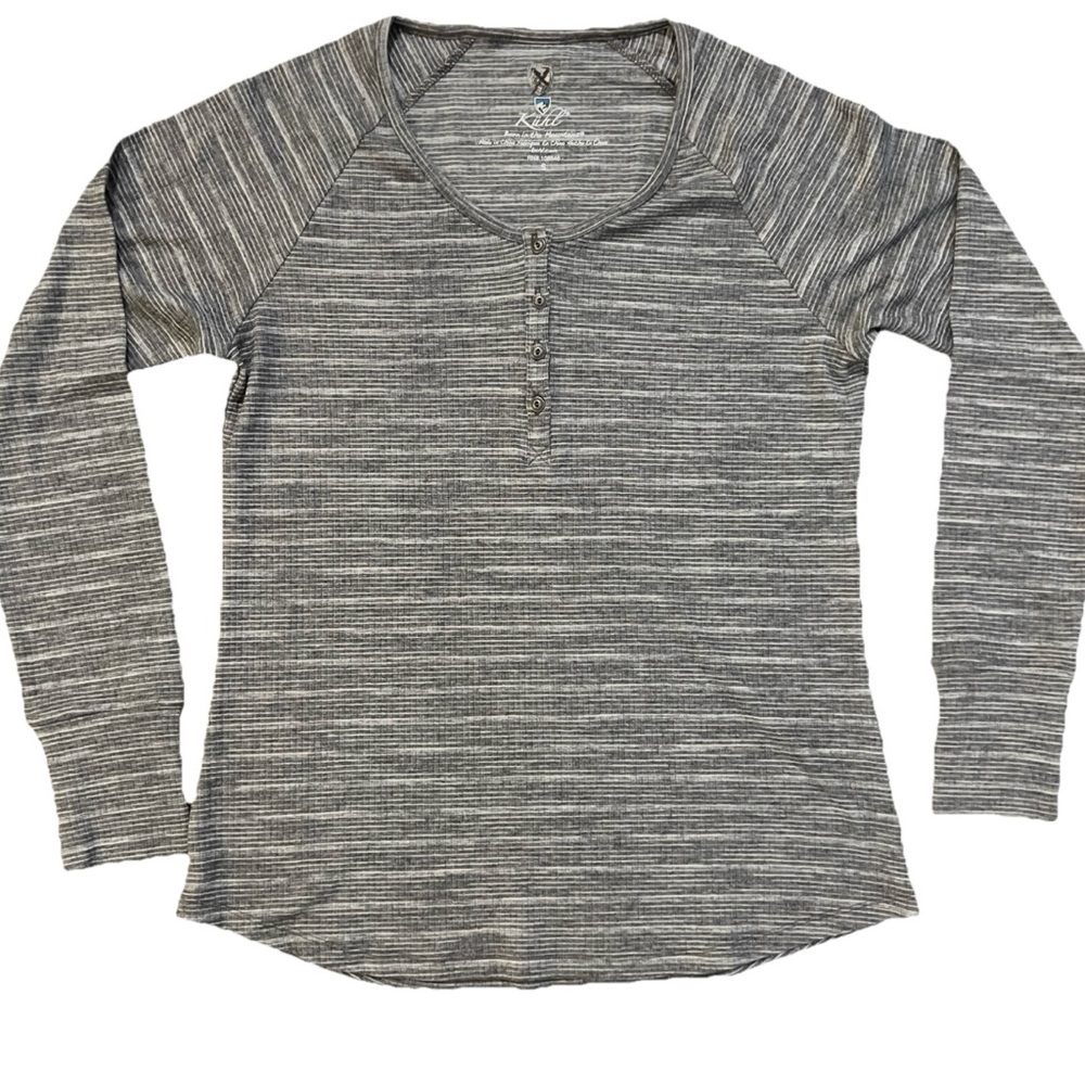 Kuhl Svenna Marled Grey White Waffle Knit Outdoor Henley Size Small